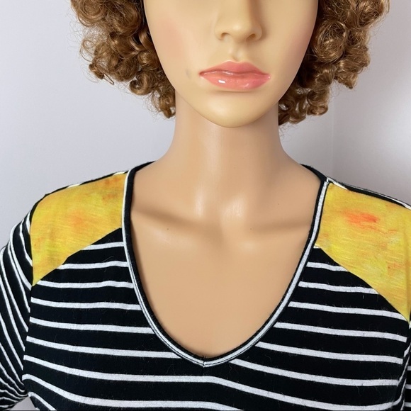 Leoma Lovegrove Women’s V-Neck Shirt – Stripes & Sailboat Design, Size Small - Picture 3 of 12